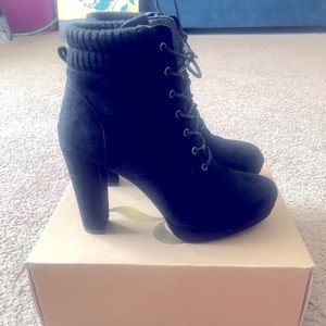 Black lace up booties